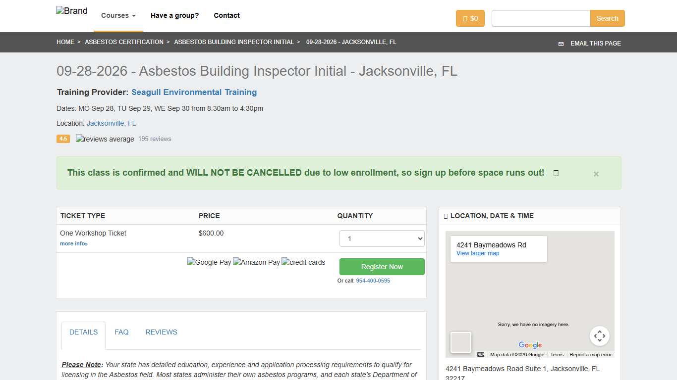 09-28-2026 - Asbestos Building Inspector Initial Training Jacksonville, FL Zack Academy
